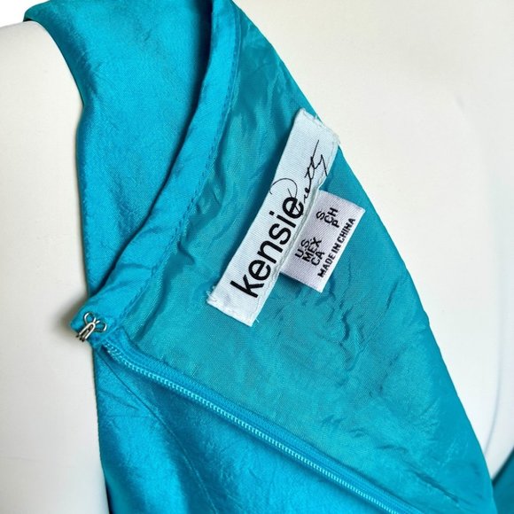 Kensie Cyan Blue Silk Fit And Flare Dress S - Picture 5 of 6